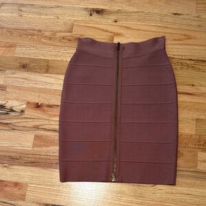 BCBG Rich Brown Pencil Skirt with Front Zipper